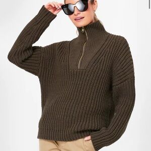 VARLEY Wren Natalia Half Zip Sweater Olive Green